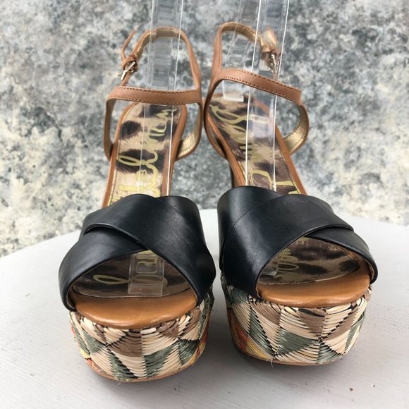 Sam Edelman Women's Size 8.5M Mason Brown Black Leather Multi Platform Heels - Picture 2 of 14